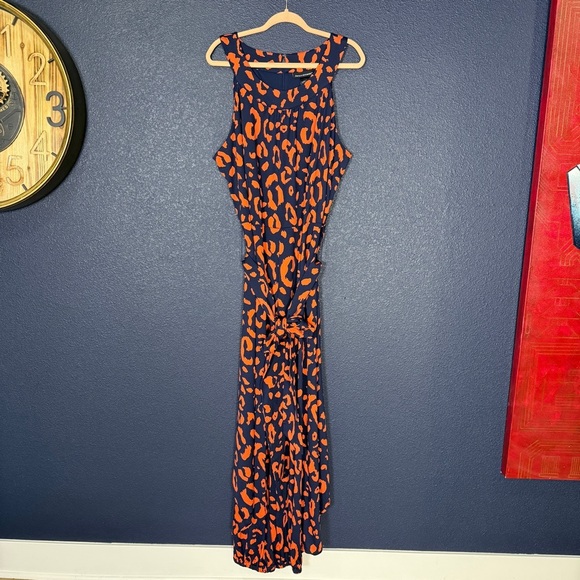 Ashley Stewart Pants - Ashley Stewart NWT Orange/Navy Leopard Print Rounded Neck Jumpsuit | Size 22/24